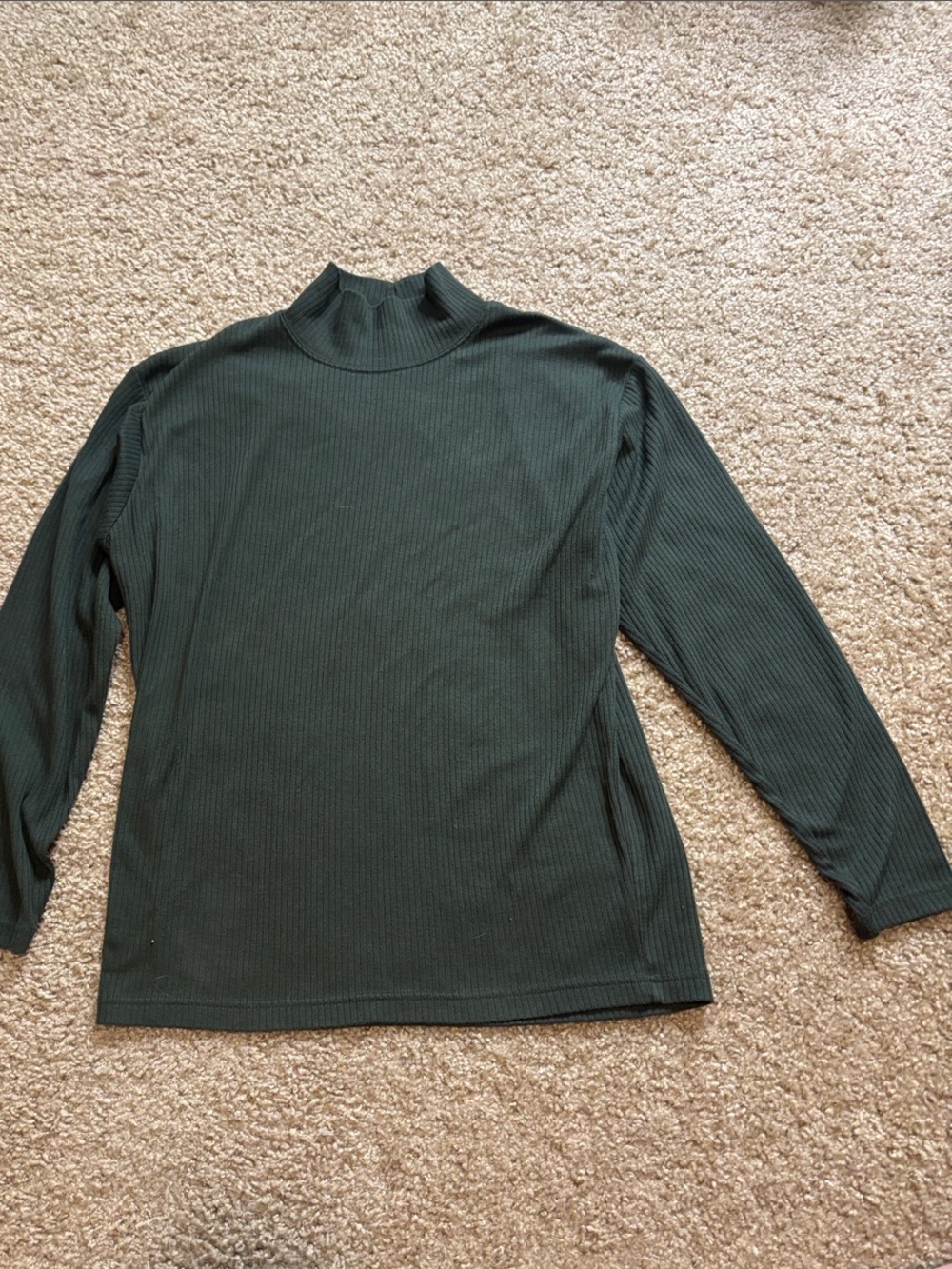 Woman’s Dark Green Ribbed Mock Neck Sweater